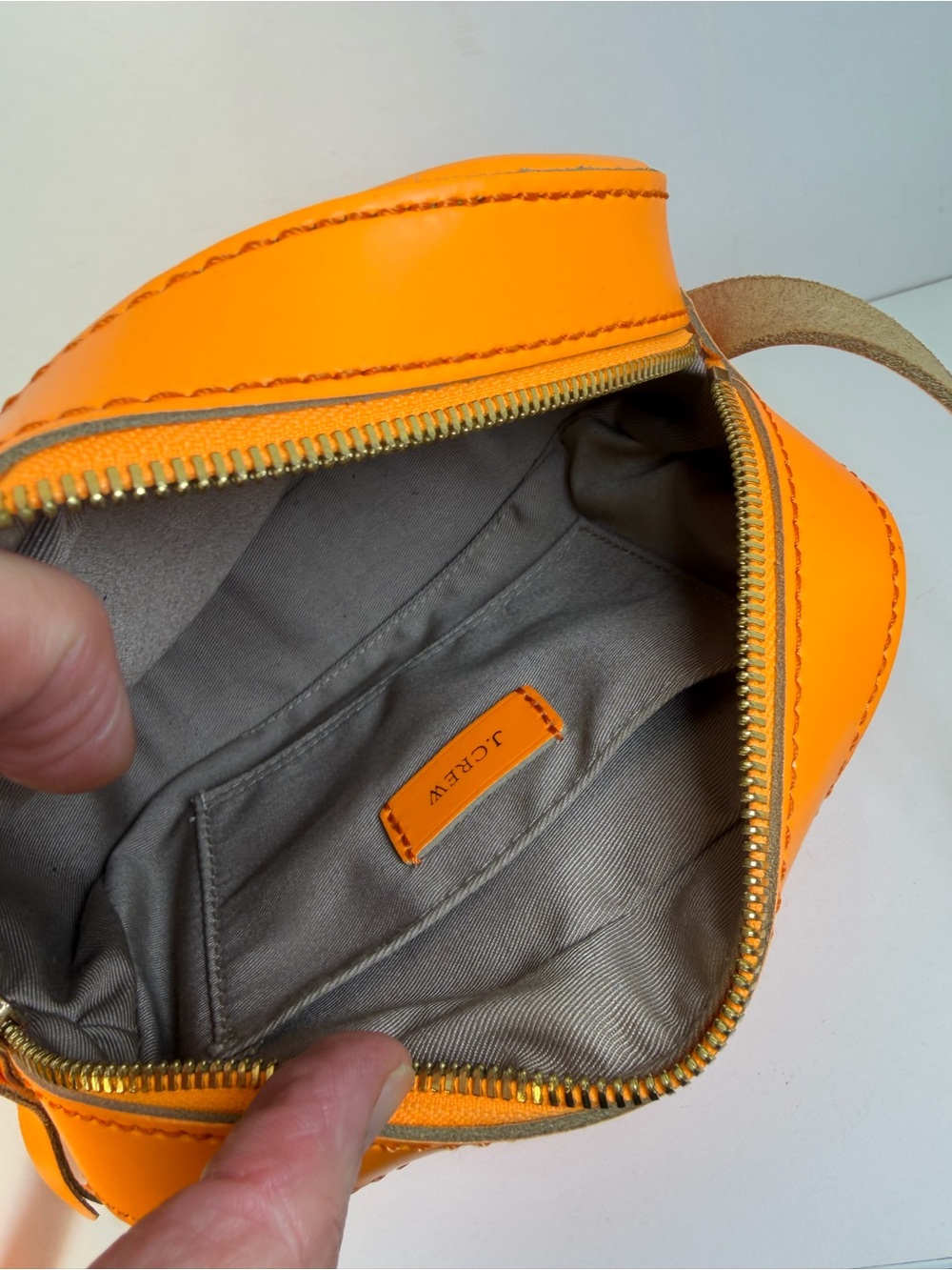 J. Crew Orange Leather Crossbody Camera Bag - Picture 6 of 8